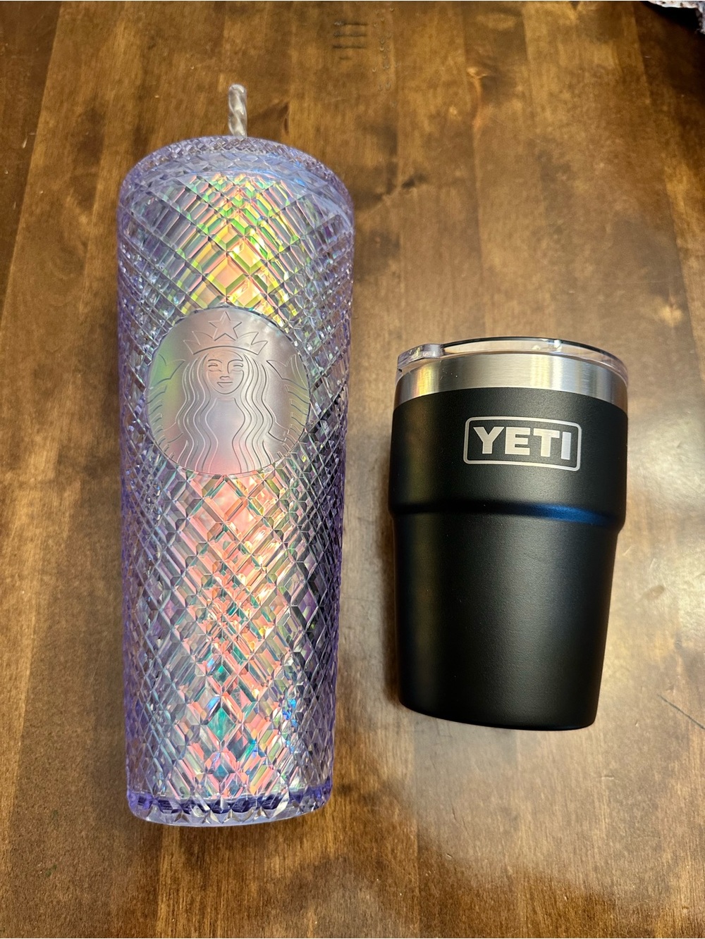 Starbucks iridescent diamond cold cup tumbler & YETI Mug Bundle